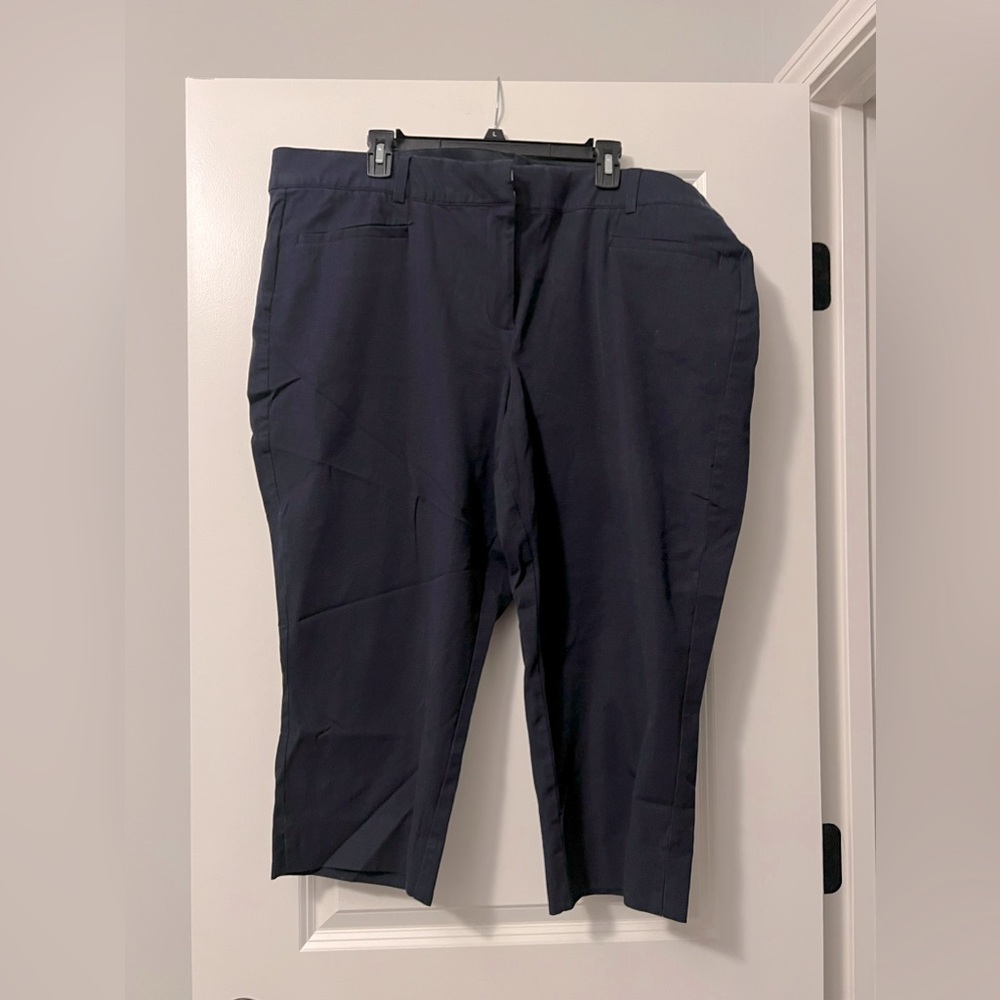 NWT THE ALLIE CROP DRESS CAPRIS 24W NAVY BLUE